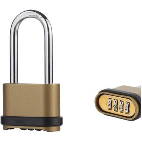 BUNTHAUS Cadenas Code 4 Chiffres, Cadenas à combinaison Anse Longue étanche pour l'extérieur en zinc, Cadenas de Sécurité pour Jardins,Cours,Porte,Clôture,Casier (1/5)