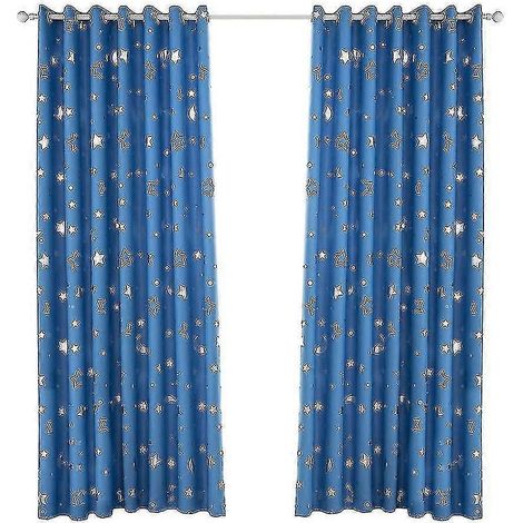 Fenstervorhänge mit Sternen- und Mondmotiv-100130 cm-Blue