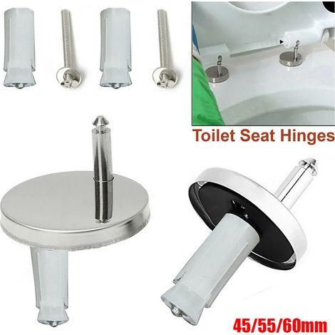 (60 mm - Chine continentale) 2 charnières de siège de toilette standard noires à fermeture rapide, idéales pour les anciens WC domestiques. Acier inoxydable à dégagement rapide. (1/5)