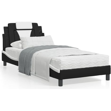 Letto Viana con Materasso Nero e Bianco 90x200 cm in Similpelle (1/5)