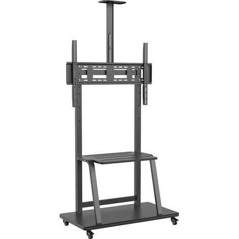 AISENS Floor Stand de ECO Floor with Wheel, DVD Tray and Stand de Monitor/TV Camera 150Kg dedede 37-100, Black (1/3)