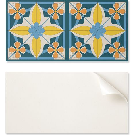 Azulejos de vinilo para pared con gr谩ficos para pasillo, estampado geom茅trico floral, 10x40x20 cm