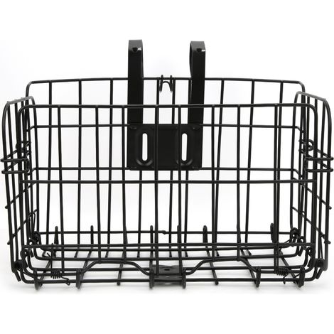 Panier avant pliable pour VTT en fer noir résistant, sac arrière pliable à suspendre, accessoire de vélo, noir épais et résistant, 1300 g (1/5)