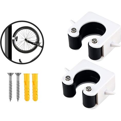 Soporte de 2 piezas para bicicleta de montaña, Montaje en pared para neumáticos de 1,75 a 2,25 pulgadas, Negro (1/5)