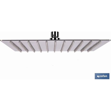 Pommeau de douche carré orientable extra-fin anticalcaire 24,5x24,5cm en inox finition métallisée