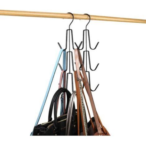 Handbag Hangers, Handbag Holder, 2-Pack Space-Saving Metal Hangers, Closet Organization, Storage Bags for Handbags, Backpacks, Tank Tops, Belts (Black) (1/5)