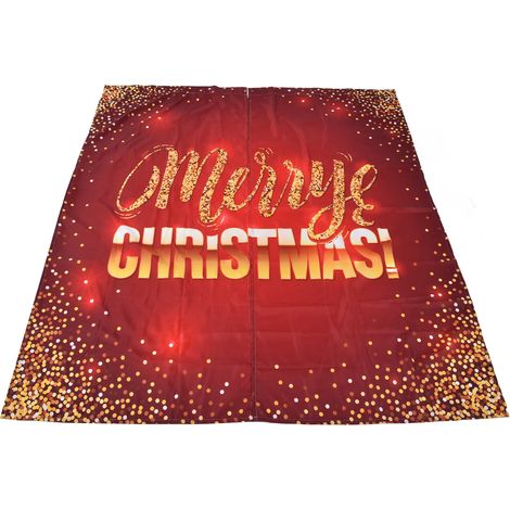 Rideau de Noël en Polyester 3D 150x166cm pour Balcon, Terrasse ou Porche - Impression Digitale Joyeux Noël