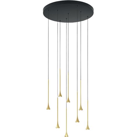 Suspension Susa Ø500 Mm Led 40 W 3540 Lm 3000 K Dimmable En Métal Noir Et Laiton - Structure Élégante Ip20 Classe 1 (1/3)
