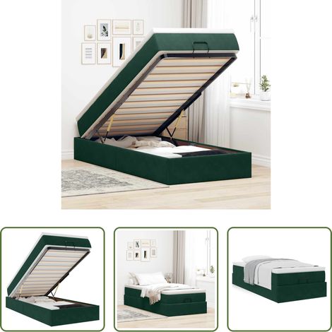 Matratze - Ottoman-Bett mit Matratze Dunkelgrün 100x200 cm Samt (1/5)