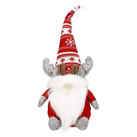 SPRINGOS Weihnachtsfigur Weihnachtszwerg Nordischer Gnom Dekofigur 50 cm Wichtel Zipfelmütze Weihnachtsdekoration Sitzende Figur