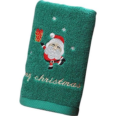 Lot de 2 serviettes de Noël rouges avec le Père Noël, cadeau de Nouvel An, pour se laver les mains et le visage, idéales pour la maison et la salle de bain. (1/5)