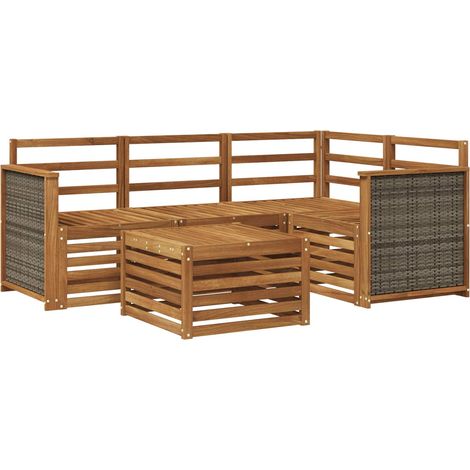 Conjunto de sofás de exterior 5 pcs Natural 59 x 59 x 37 cm vidaXL (1/5)