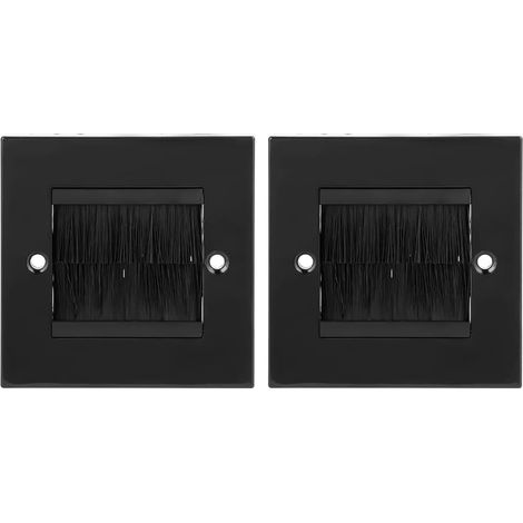 Plaque Murale à Brosse 2 pièces, Plaque d'entrée de câble de Sortie Murale, Passe-câble Mural avec 4 vis pour décorer Les Fils, Les Maisons, Les Bureaux et Les écoles (Noir) (1/5)
