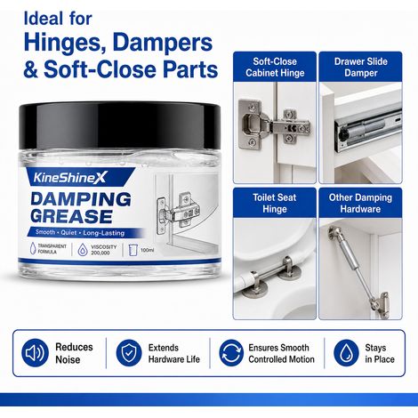 KineShineX damping grease for cabinet door hinges, noise reduction, and long-lasting maintenance. (1/5)