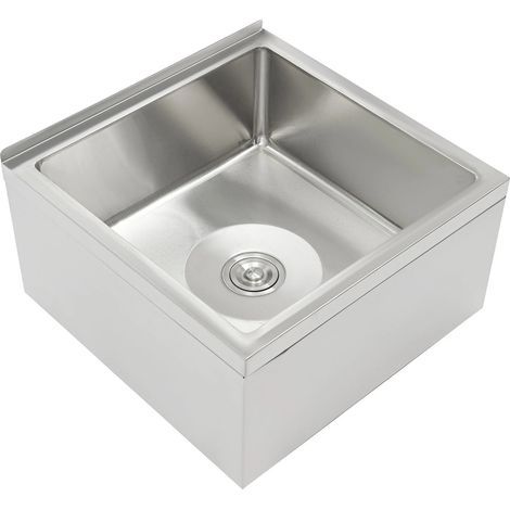 Évier commercial à cuve unique, 56 x 48 x 31 cm, évier utilitaire autoportant, évier de cuisine de restaurant pour maisons, hôtels, bars, cafés