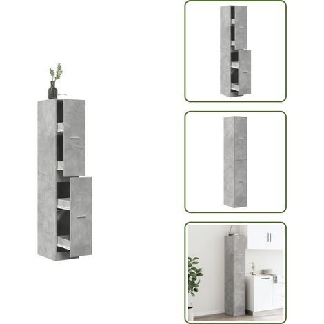 Schubladen - vidaXL Apothekerschrank Betongrau 30x41x174,5 cm Holzwerkstoff - Stauraum (1/5)