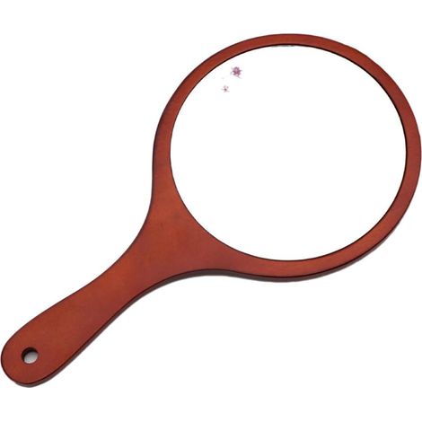 1 Piece Wooden Makeup Mirror Round Handheld Mirror with Handle Single Side Cosmetic Mirror Vanity Handheld Mirror Handheld Vanity Mirror, 6.7 x 11.8 Inches, Coffee (1/3)