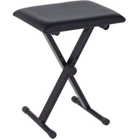 Tabouret piano pliable, banc piano réglable en hauteur de 37 à 47 cm, siège rembourré en PU et pieds en métal antidérapants, charge 100 kg, noir (1/4)