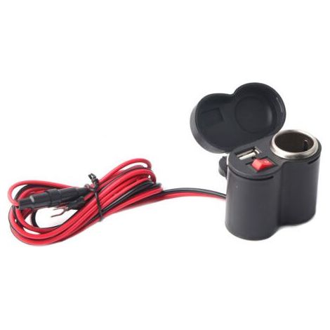 Caricabatterie USB, adattatore antipolvere per accendisigari con supporto per moto, per tablet e telefoni (1/5)