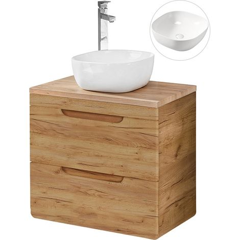 Waschtisch 61 cm mit Keramikbecken LUTON-56-CRAFT Wotan Eiche Nb., B/H/T ca. 61/76/46 cm (1/5)