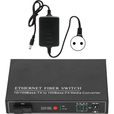 TBC-MC3414ES20A 4-Port Fibre-Ethernet-Switch, Plug & Play, 100–240 V EU-Netzteil, stabiler und robuster Netzwerk-Switch
