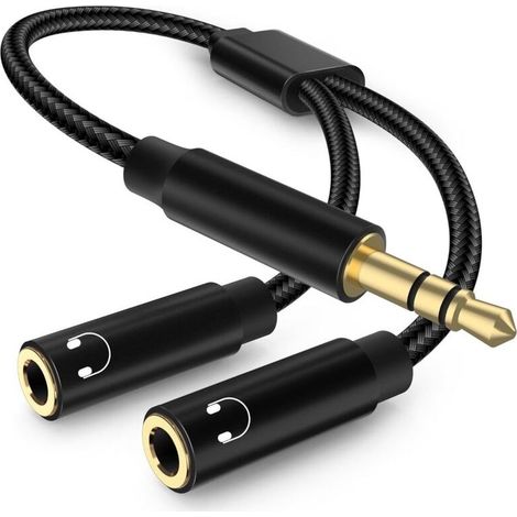 Adaptateur Jack Audio Stéréo,3,5mm stéréo Jack câble Adaptateur Casque,Jack Splitter Compatible avec Casque,Tablette,PC(2pcs) (1/5)