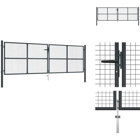 Mesh-Gartentor Verzinkter Stahl 400 x 175 cm Grau - Gartentor - Zaun - Metalltor - Stahltür - Einfahrtstor (1/5)