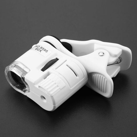 Loupe LED UV 60X 9595W pour téléphone portable, microscope de poche avec clip (1/5)