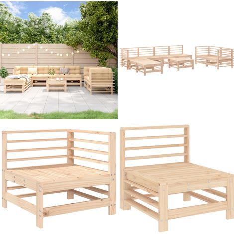 9-tlg. Garten-Lounge-Set Massivholz Kiefer - Holzsofa - Kieferholz (1/5)