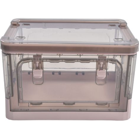 Bac de rangement empilable 35L rose à 2 portes, pliable avec 4 roues pour bureau, maison, chambre (1/5)
