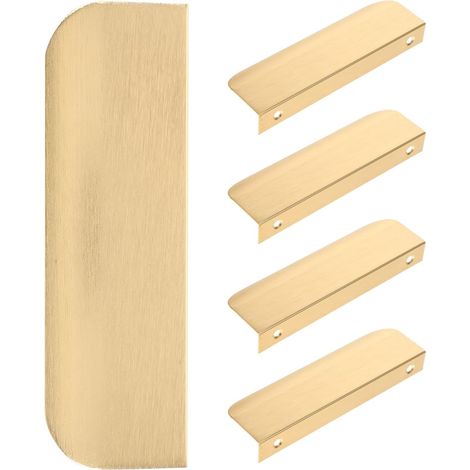 5 poignées dorées pour placards, design incurvé, alliage (1/5)