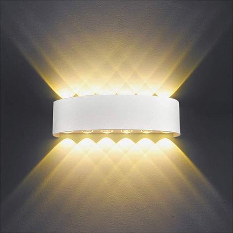 Moderne, wasserdichte LED-Wandleuchte aus Aluminium, 12 W, warmweiß (Weiß), für den Innen- und Außenbereich, geeignet für Badezimmer, Schlafzimmer, Flur, Wohnzimmer, Veranda und Treppenhaus.