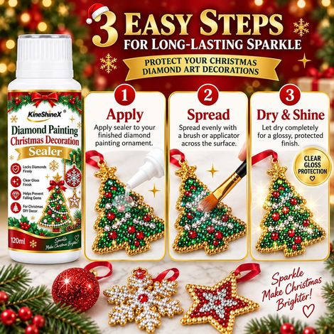 KineShineX Diamantmalerei Weihnachtsdekoration Versiegelung DIY Handgefertigte Deckschicht Schutzflüssigkeit Glänzender Diamantschutz (1/4)