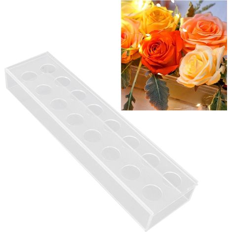 Vase Rectangulaire [Acrylic Transparent] Centre de Table Florale 16 Trou pour Mariage Décoration Maison (1/5)