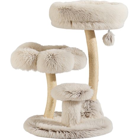 Fudajo Árbol rascador de diseño 49 x 49 x 74 cm, arañero para gatos con felpa y sisal, escalador para gatos, trepador para gatos con pelota