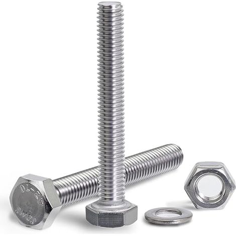 Boulons à Tête Hexagonale M8x70mm Boulon Inox DIN 933 Boulons à Six Pans Avec joint écrous Acier Inoxydable A2 V2A Vis Entièrement Filetée de Bâtiments Assemblage de Meubles Bricolage 12 pack (1/5)