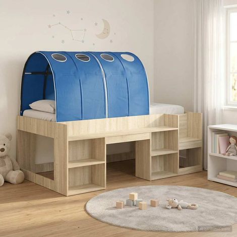 vidaXL Letto con Tunnel 3 pz Rovere Sonoma e Blu Legno ingegnerizzato (1/5)