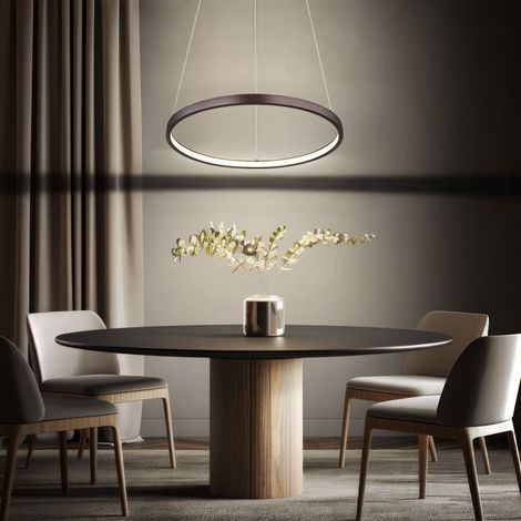 Hängeleuchte Pendellampe Deckenleuchte Esszimmerlampe Wohnzimmerlampe, Metall kaffeefarben Kunststoff opal, Höhenverstellbar, 1x LED 19W 980Lm 3000K warmweiß, H 120 cm