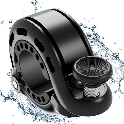Campanello per bicicletta, 110 dB, in lega di alluminio. Compatibile con manubri di diametro compreso tra 22,2 e 31,8 mm. Adatto a mountain bike, e-bike e bici da corsa. Colore nero. (1/5)