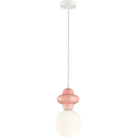 Suspension Art déco céramique rose mat Ø15 E14 Italux (1/4)
