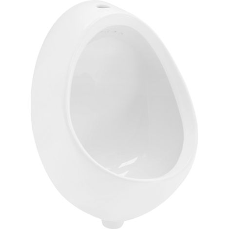 ECD Germany Urinario Blanco 35x42x30cm Redondo Cerámica con Nano Sellado Diseño Moderno con Entrada Superior y Desagüe en la Parte Posterior Inodoro Montaje en Pared Drenaje Urinal para Baño Aseo (1/5)