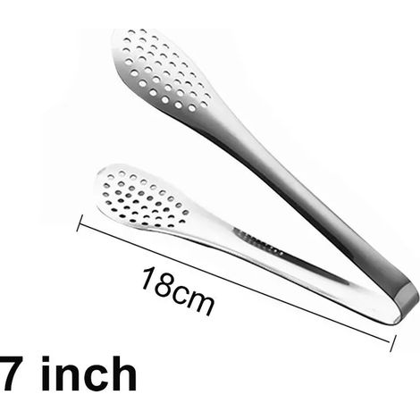Pince de cuisine (18 cm) résistante à la chaleur, idéale pour servir salades et buffets, avec pince à aliments et barbecue en acier inoxydable. (1/5)