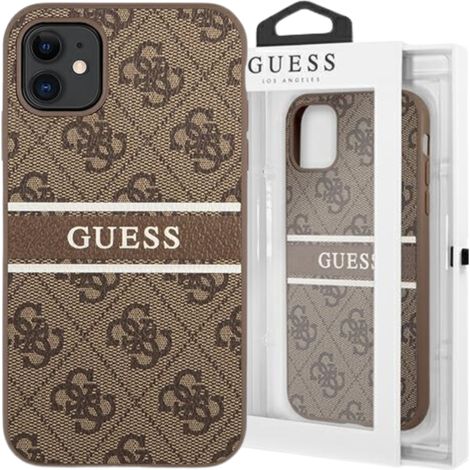 Funda Guess GUHCN614GDBR para iPhone 11/Xr de 6.1 pulgadas, color marrón/marrón, carcasa rígida, 4G, con franja (1/5)
