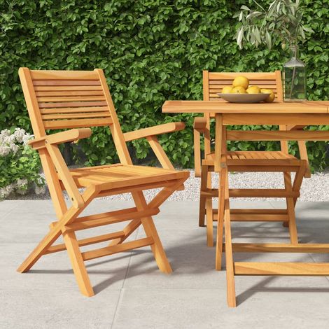 Lot de 2 Chaises de jardin,Siège de Terrasse Chaise d'extérieur pliantes 55x62x90cm bois massif teck CFW430688 (1/5)