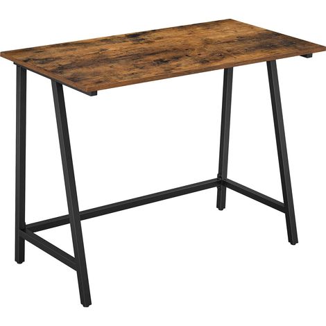 Table Informatique, Table d’Ordinateur, Cadre en Acier, Dessus de Table Rustique, Montage Facile, 50 x 100 x 75 cm, Style Industriel, Marron Rustique et Noir LWD40X (1/5)