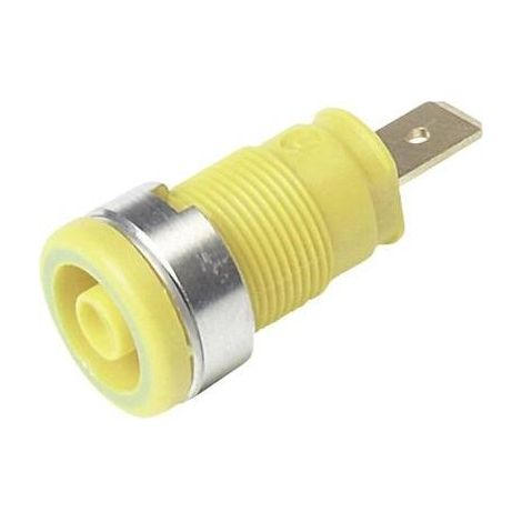 Enchufe banana seguridad SKS Hirschmann SEB 2620 verde amarillo