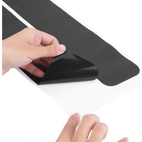 Plaques de Protection Seuil de Porte Voiture Anti-Rayures Fibre de Carbone, Autocollant Film Protection Marchepied, Kit de 4, Noir (1/5)