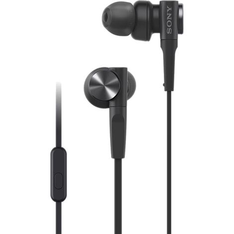 MDRXB55AP kabelgebundener Kopfhörer mit verbessertem Bass und Mikrofon für Telefonate, schwarz (1/5)