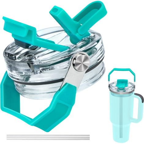 Stanley Couvercle Étanche 30 oz - Accessoire avec Paille et Poignée Réutilisable, Scellé (Bleu Ciel)
