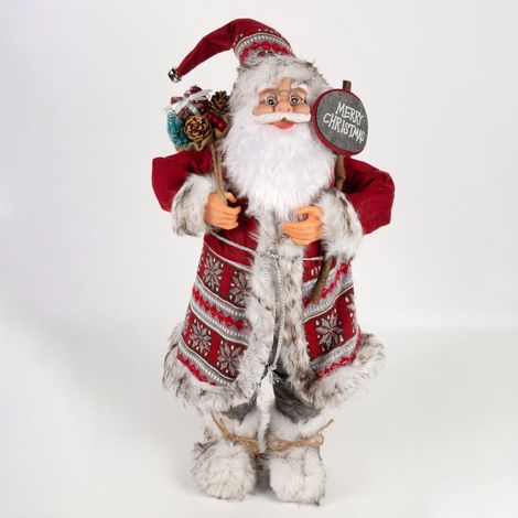 Ochine Babbo Natale Decorativo 60 cm – Artigianale in Tessuto e Plastica, Design Tradizionale Elegante – Ideale per Interni Casa e Vetrine (1/4)